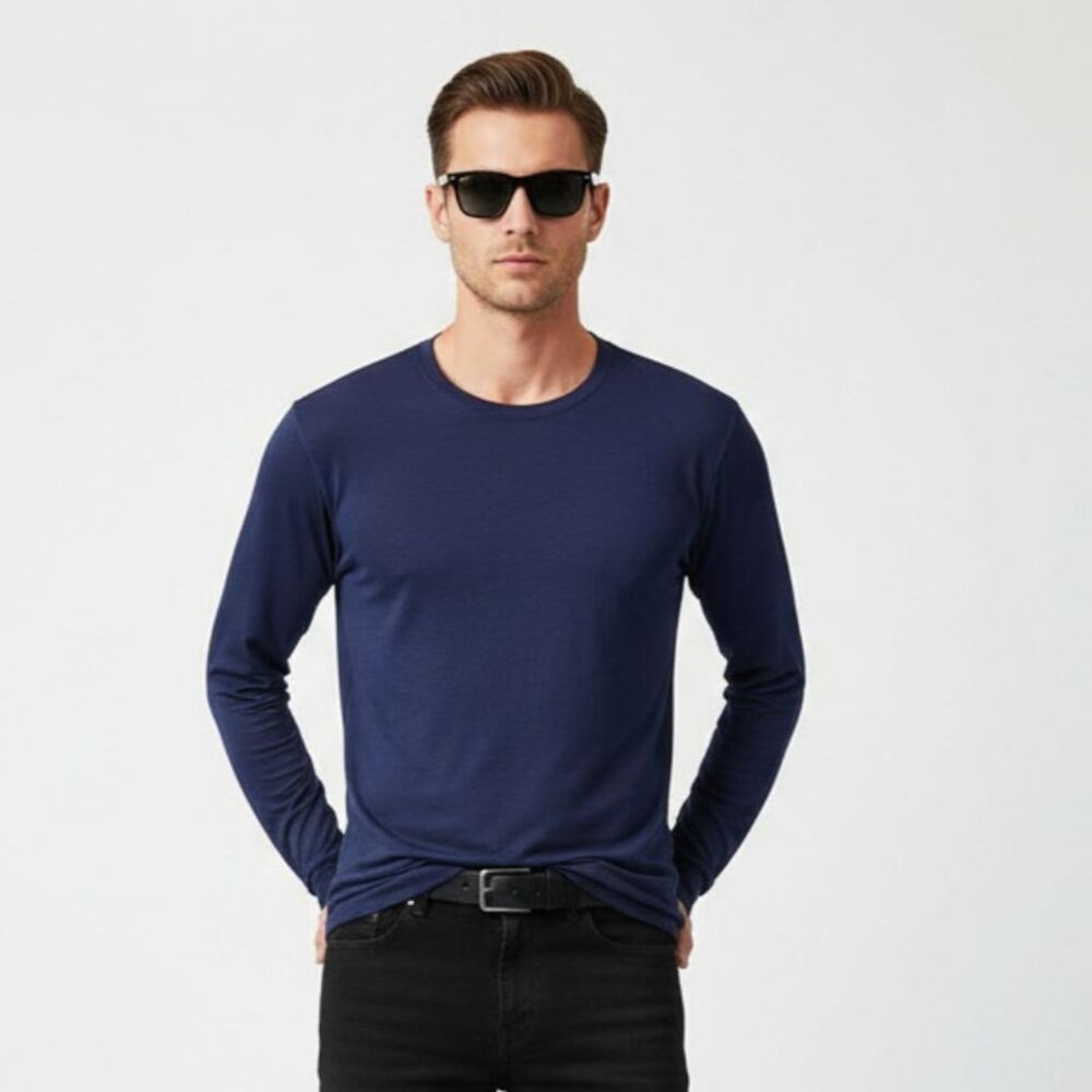 Patagonia Men's Blue Long Sleeve Crew Neck Capilene Tee T Shirt Top L